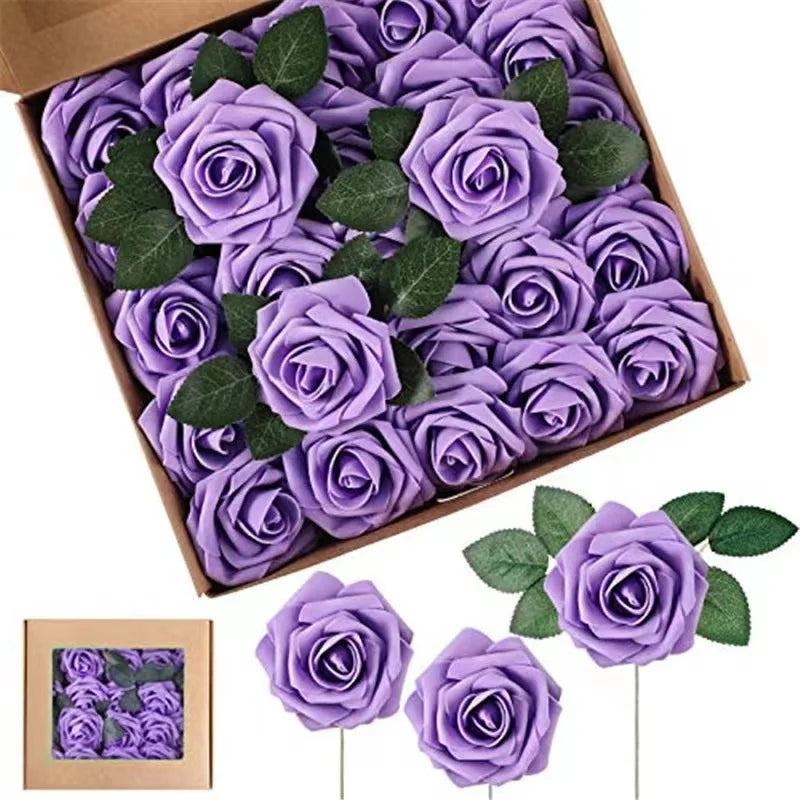 10~100pcs Rose Artificial Flowers Foam Fake Roses Wedding Bouquets Centerpieces