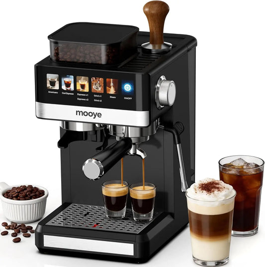 Espresso Machine with Grinder 20Bar Compact with Steam Milk Frothed Coffee Maker for Home Cappuccino Latte Cold