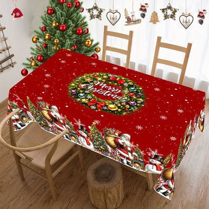 Thick Tablecloth Santa Claus Wreath Pattern Table Cover