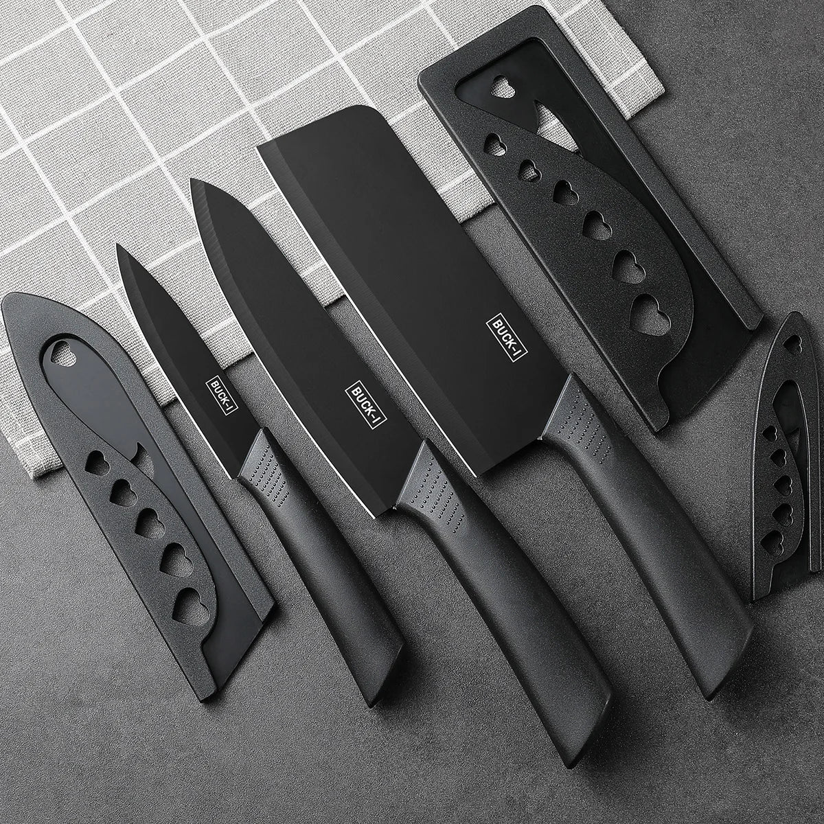 3-5PCS black stainless steel kitchen knife set, including a full set for kitchen chef's