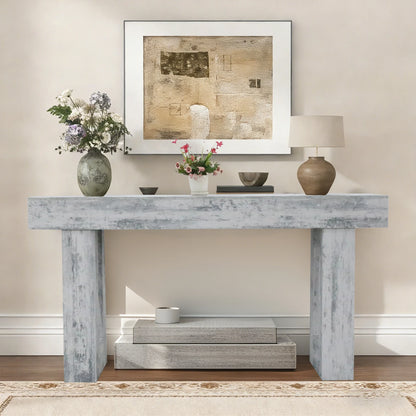 63-inch Modern Farmhouse Console Table and Scratch-Resistant Wooden Furniture