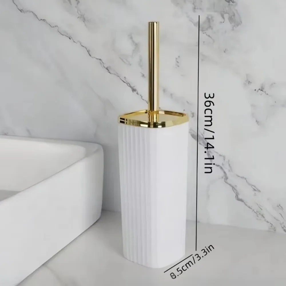 Professional Toilet Brush Set with Adjustable Height Handle Rotating Compact Stand