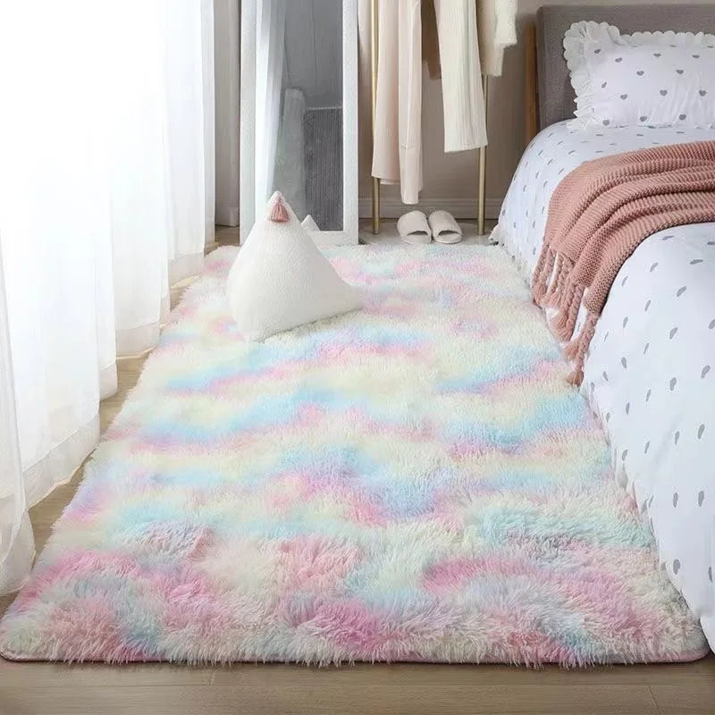 Bedroom Carpet Soft Decoration White Fluffy Large Kids Bedside Rugs