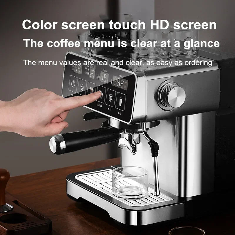 20Bar Espresso Machine with Milk Frothier – Fully Automatic Coffee Maker, Built-in Grinder, Smart Touch Screen