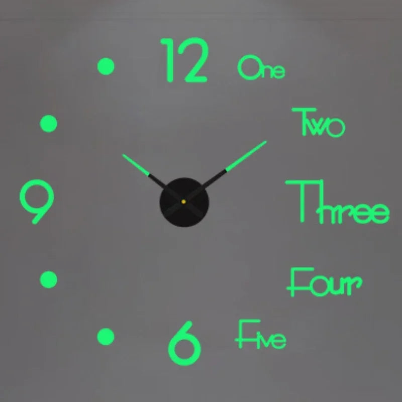 Large 3D Wall Clock Luminous Classic Wall DIY Digital Wall Stickers