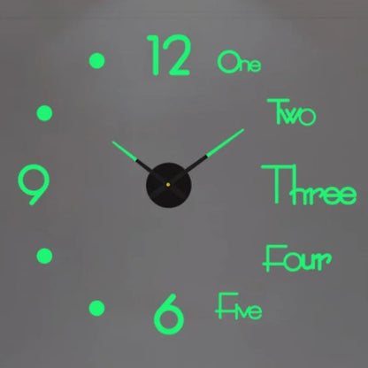 Large 3D Wall Clock Luminous Classic Wall DIY Digital Wall Stickers