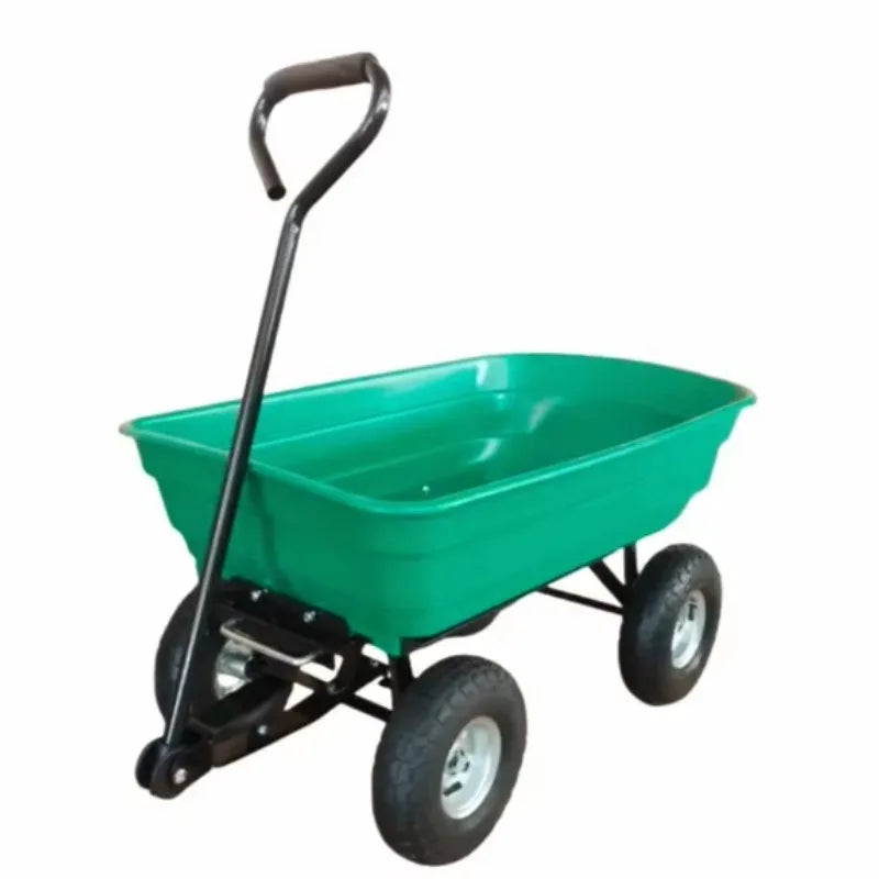Heavy Duty 600-Pound Capacity Collapsible Steel Frame Wheelbarrow With 10\" Tires Outdoor Yard Poly Garden Dump Cart