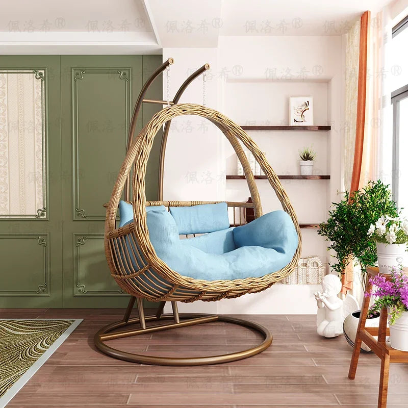Hanging basket rattan courtyard double swing lazy chair