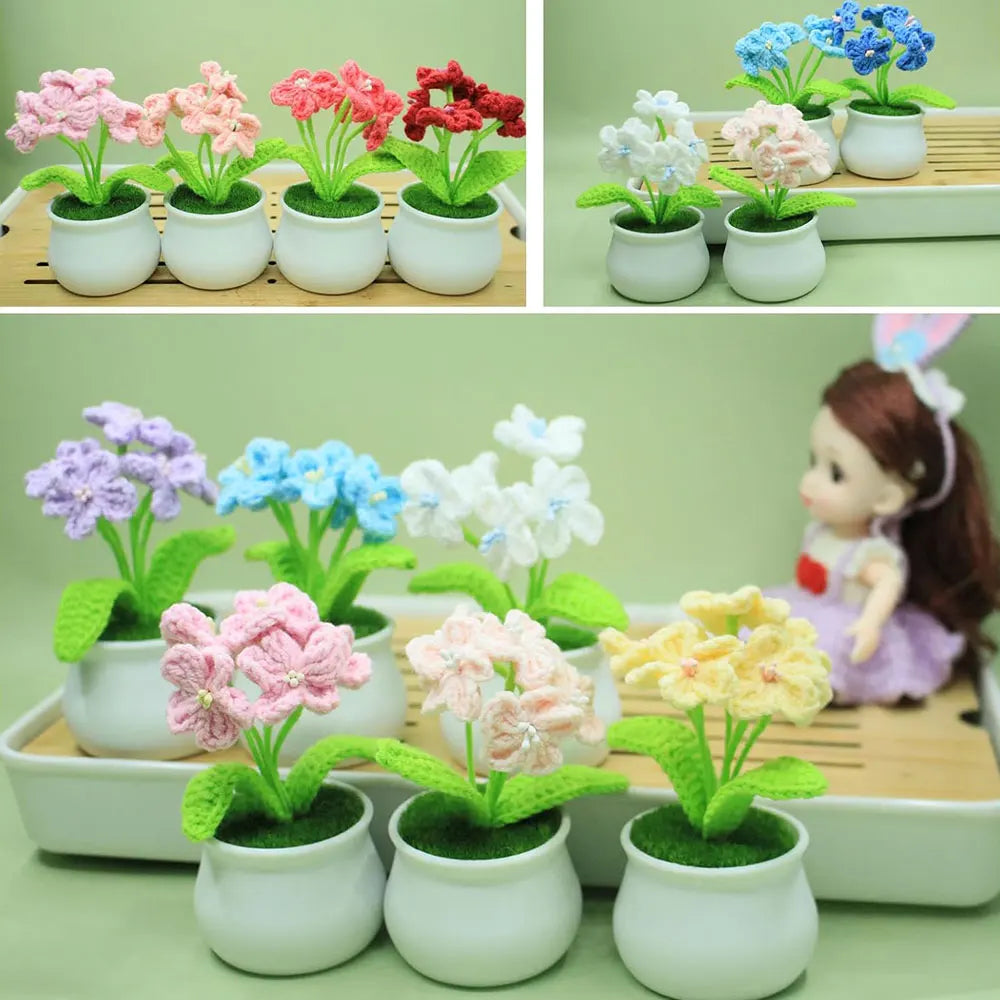 Hand-knitted Sunflower Tulip Crochet Flowers Potting