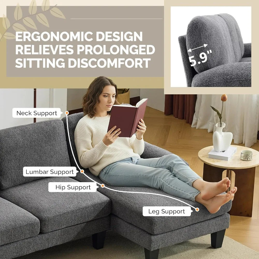U-Shaped Sectional Sofa with Two Chaise, Chenille Fabric