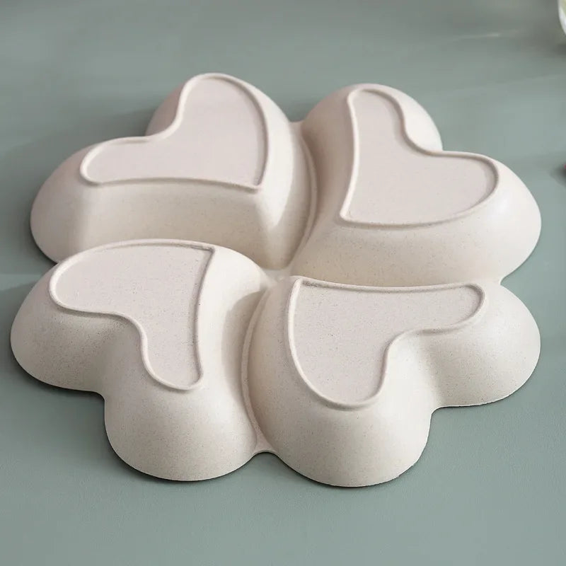 4-grid Fruit Plate Tray Heart Shaped Creative Plates