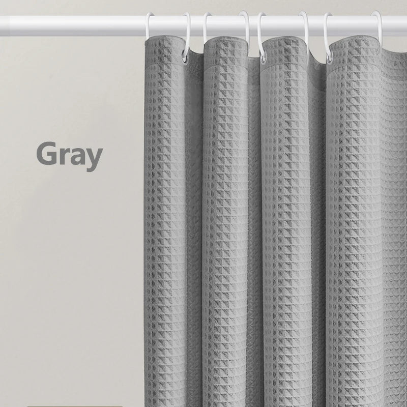 Thickened Waffle Solid Color Shower Curtain, Non-porous Double-sided Waterproof and Mildew