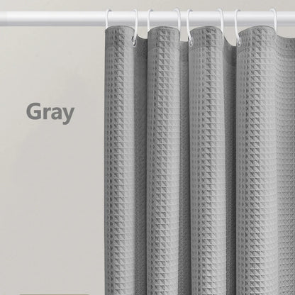 Thickened Waffle Solid Color Shower Curtain, Non-porous Double-sided Waterproof and Mildew