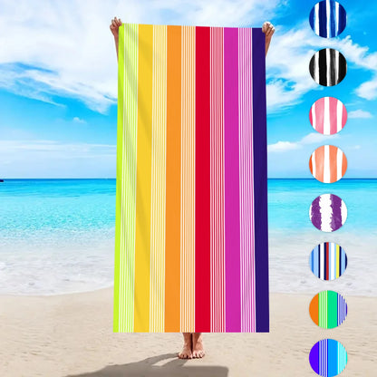 1pc fashionable colorful striped large beach towel, quick drying absorbent swimming beach towel,