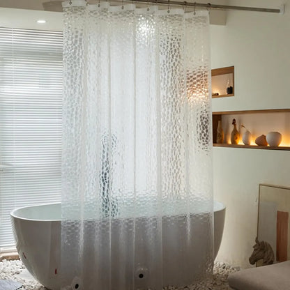 3D Water Cube Shower Curtain, Clear with Bottom Magnets, Heavy Duty Bathroom Curtain for Bathtubs