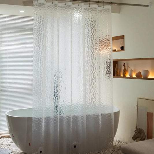 3D Water Cube Shower Curtain, Clear with Bottom Magnets, Heavy Duty Bathroom Curtain for Bathtubs