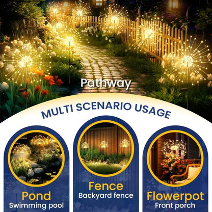 Solar Firework Light Outdoor Decor Waterproof 8 Lighting Modes Fairy Yard Lawn Patio Landscape