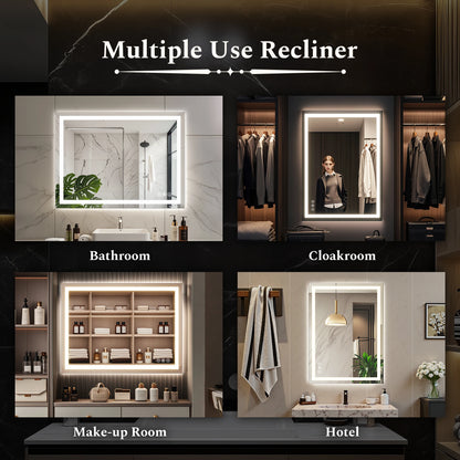 LED Bathroom Vanity Mirror for Wall Memory Function Tempered Glass with 3 Color Temperatures Front Light