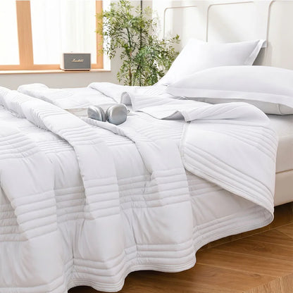 Lightweight Quilted Summer Blanket for Bed Double Sided Soft Breathable