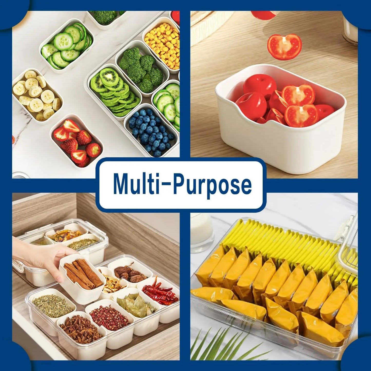 Snack Serving Tray with Lid and Handle snack for Portable Snack Platters - Clear Organizer