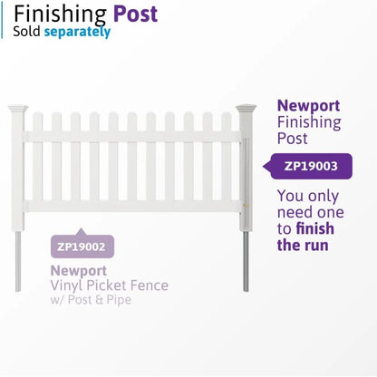White Vinyl Picket Fence Panel and Post No Dig Easy Install Outdoor Garden Border