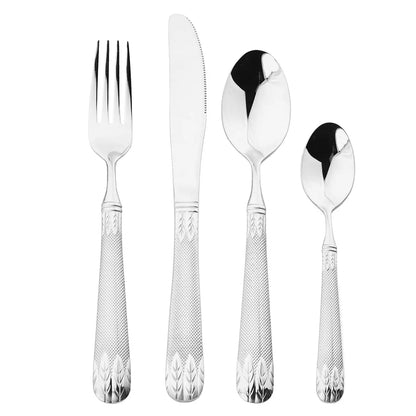 4Pcs Set Gold Wheat Ears Pattern Dinnerware 304 Stainless Steel Tableware