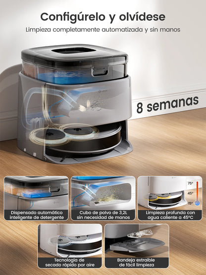 Max Robot Vacuum and Mop Anti-Tangle Brushes, Dual Spinning Mop, Auto Mop Washing