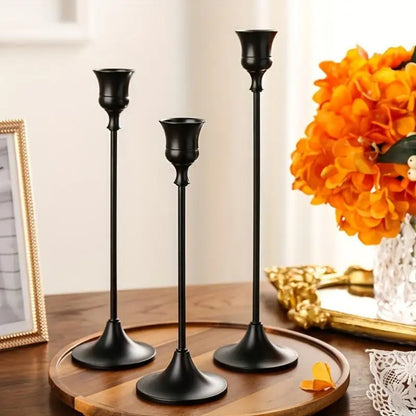 Vintage Elegant Metal And Aluminum Set Of 3 Tabletop Candle Holders