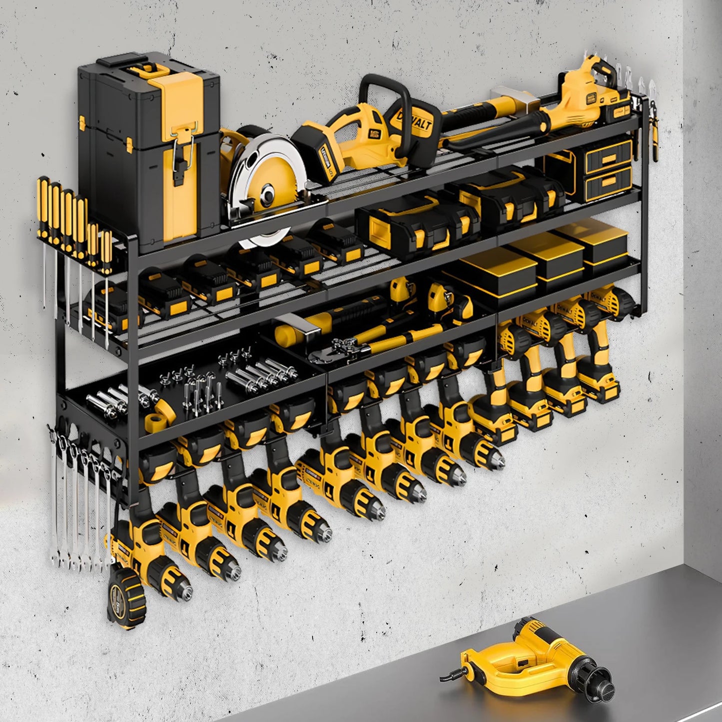 Drill Bit Tool Storage Rack Heavy-Duty Large Organize 600 lb Wall-Mounted