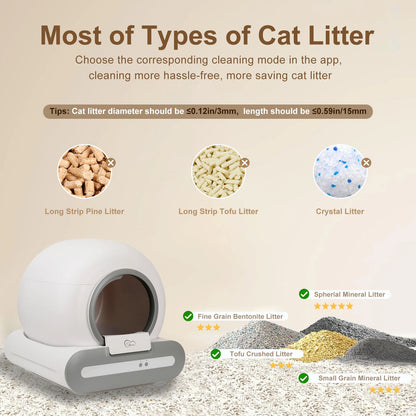 Self-Cleaning Cat Litter Box App Control, ONLY Supports Wi-Fi