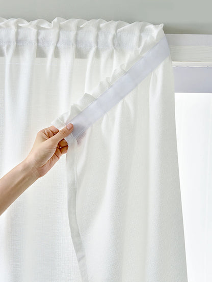 No Drill Magic Tape  white curtains  Daily White Simple Solid Color  Hook-and-Loop Fastener sheer curtains