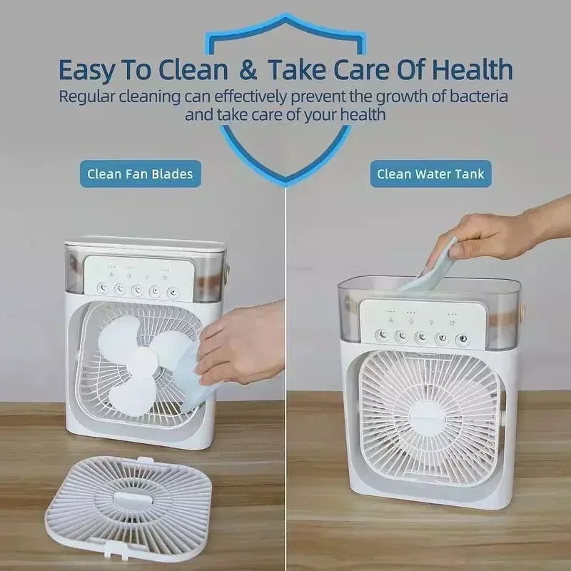 3 In 1 New Fan Air Conditioner Household Small Air Cooler LED Night Light Portable Humidifier