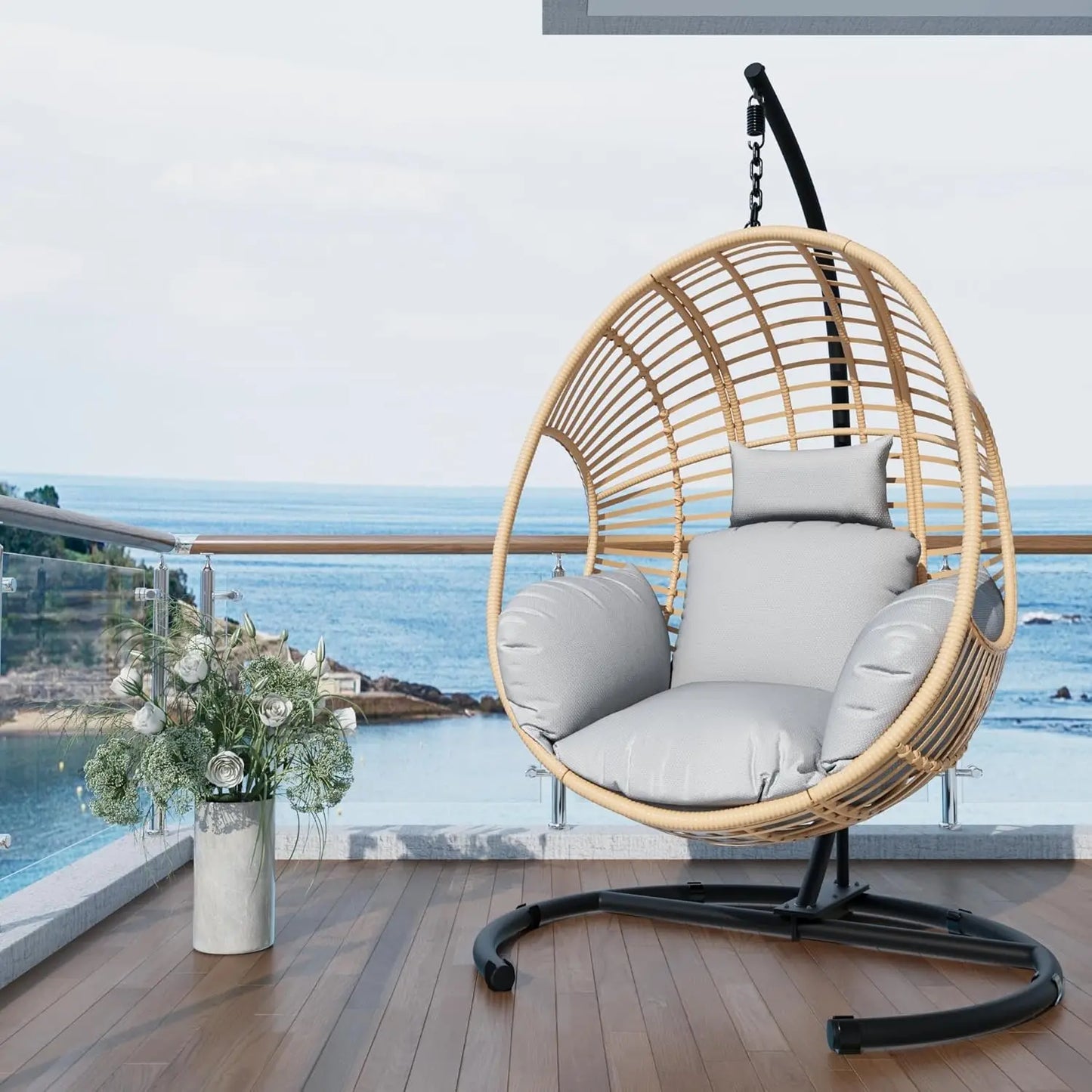 Oversized Leisure Hanging Hammock Egg Chair with Stand indoor or outdoor