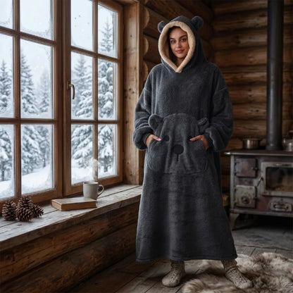 1PC Extra Long Sleeve Wearable Blanket Hoodie Solid Color Thick Warm Unisex Oversized Lazy blanket