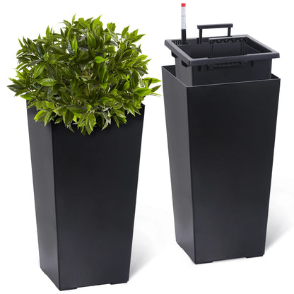 2pcs Planters Outdoor an Indoor High Planter Pots with Drainage Holes Auto Watering