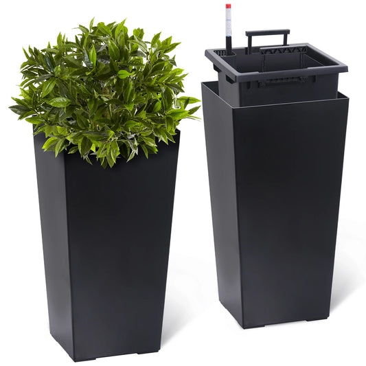 2pcs Planters Outdoor an Indoor High Planter Pots with Drainage Holes Auto Watering