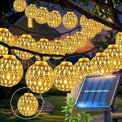 Outdoor Solar Moroccan Ball String Light-50/30/20 LED Fairy Light, 8 Modes,