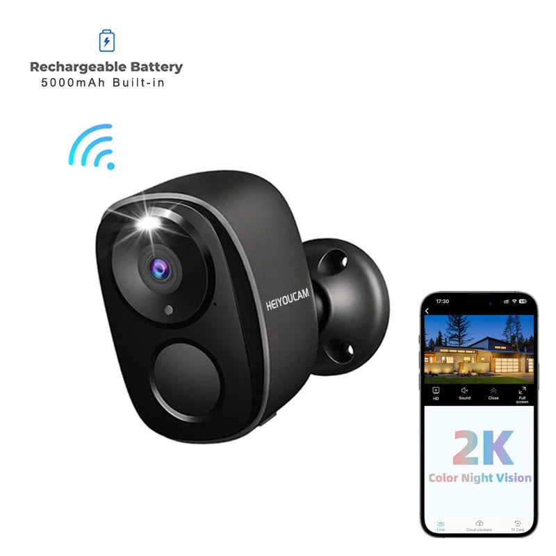 Security Cameras Wireless Outdoor, 2K Battery Powered WiFi AI Motion Siren Spotlight, Color Night Vision Waterproof