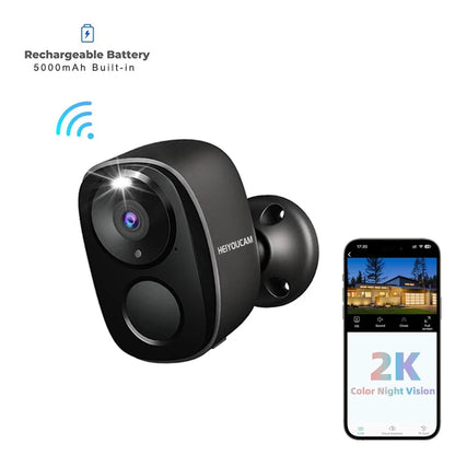 Security Cameras Wireless Outdoor, 2K Battery Powered WiFi AI Motion Siren Spotlight, Color Night Vision Waterproof