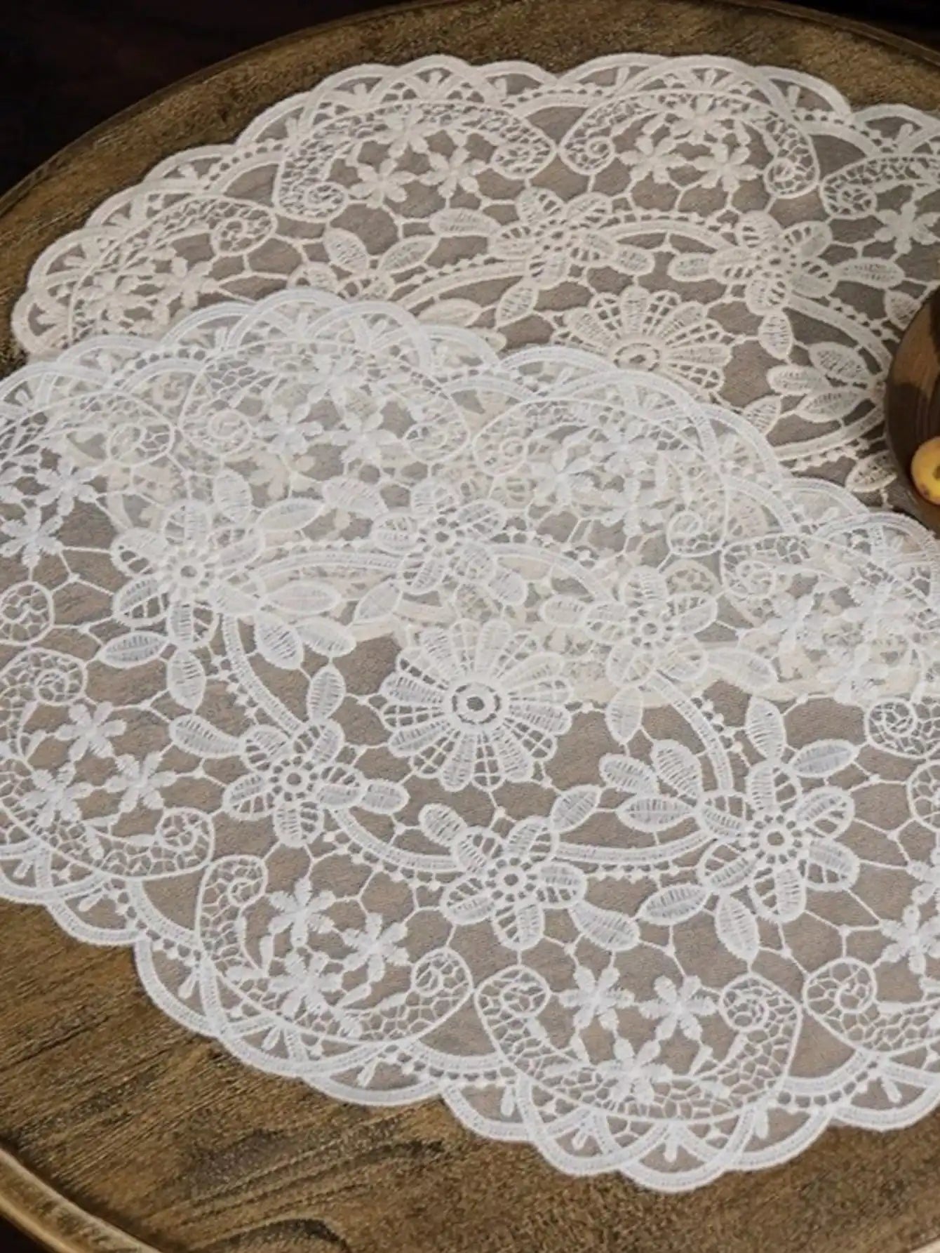 French Embroidered Lace Placemats, Vintage Minimalist Style