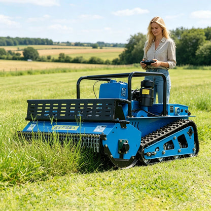 Customized Durable Diesel Lawn Mower Tracked Remote Control Low Noise Long Service Approved Thick Blades