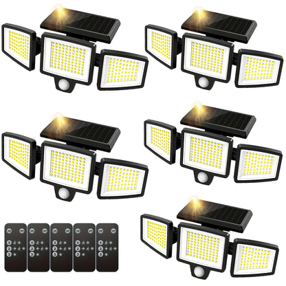 3-Head Solar Outdoor Light, Motion Sensor Security Light with Wireless Remote Control