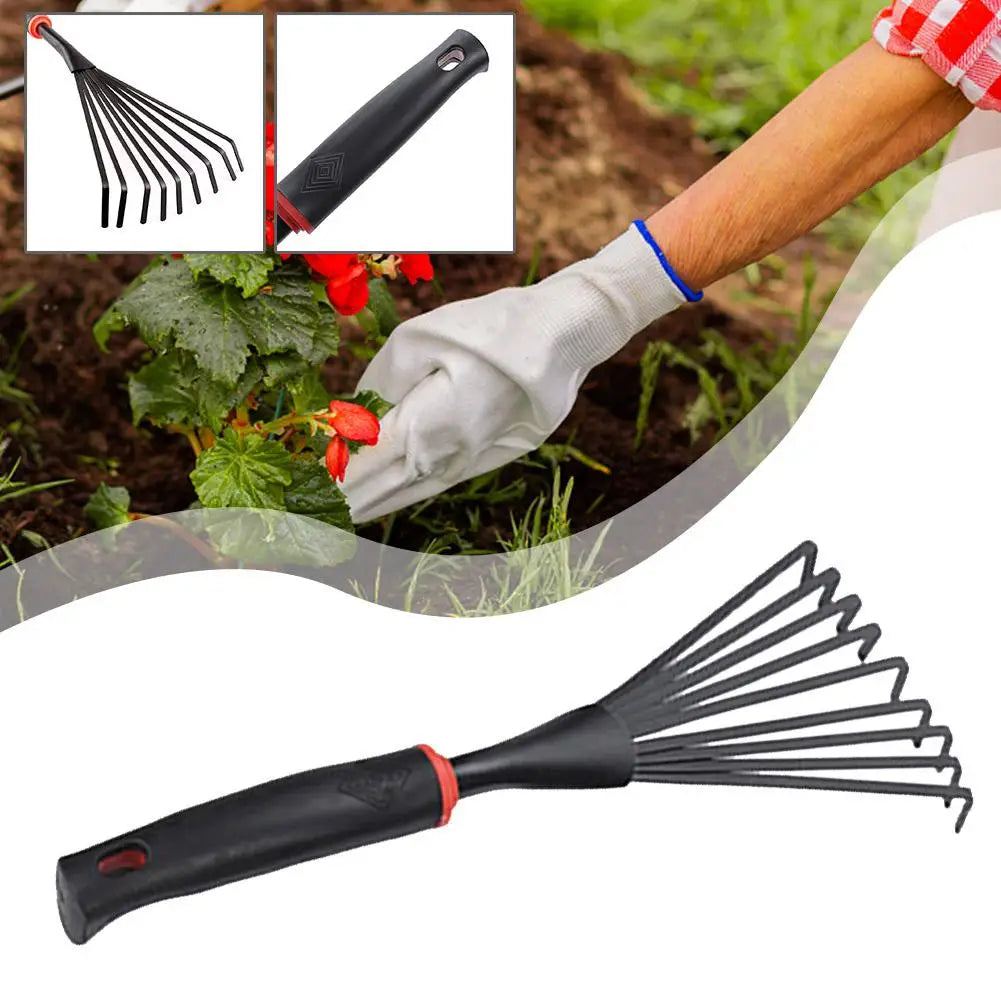 Garden Leaf Rake Hay Deciduous Farming Rake 9 Tooth Small Garden Rake Gardening