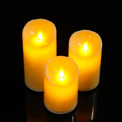 Flameless LED Rechargeable Candles with Dancing Flame Pillar Candles