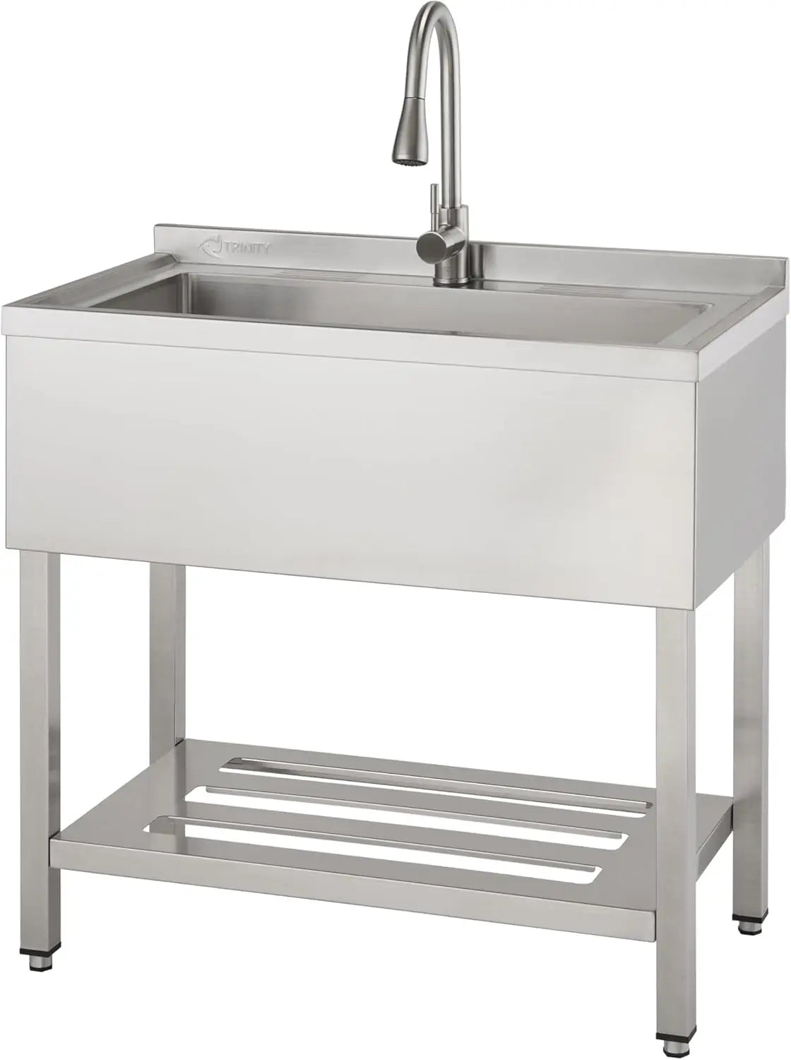 Stainless Steel Utility Sink with Pull-Out Faucet, 36"x20"x49.2”