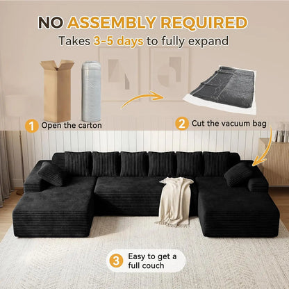 Oversized Sectional Sofa with Chaise Boneless Cloud Couches Deep Seat U Shaped Couches