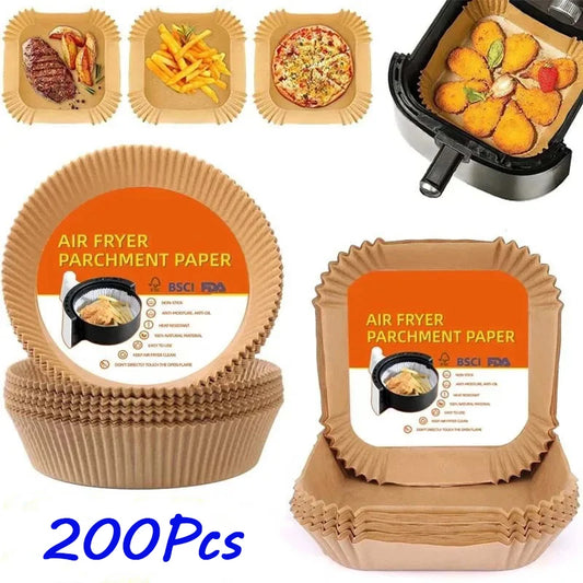 50/100/200Pcs Air Fryer Baking Paper Non-Stick Airfryer Kitchen Accessories