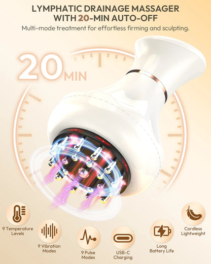 Lymphatic Drainage Massager & Anti-Cellulite Tool, Body Sculpting Machine with Heat Vibration Soothing