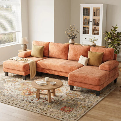 U-Shaped Sectional Sofa with Double Chaise Dark Grey Sectionals