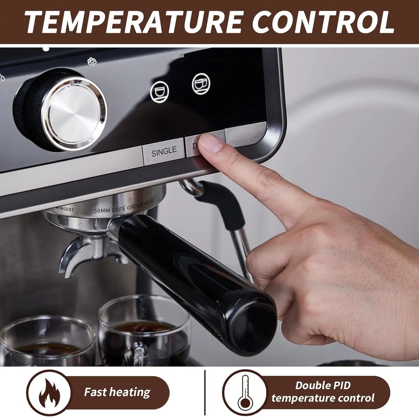 Espresso Machine with Grinder, Professional with Milk Steam 20 Bar Barista Cappuccino Machine